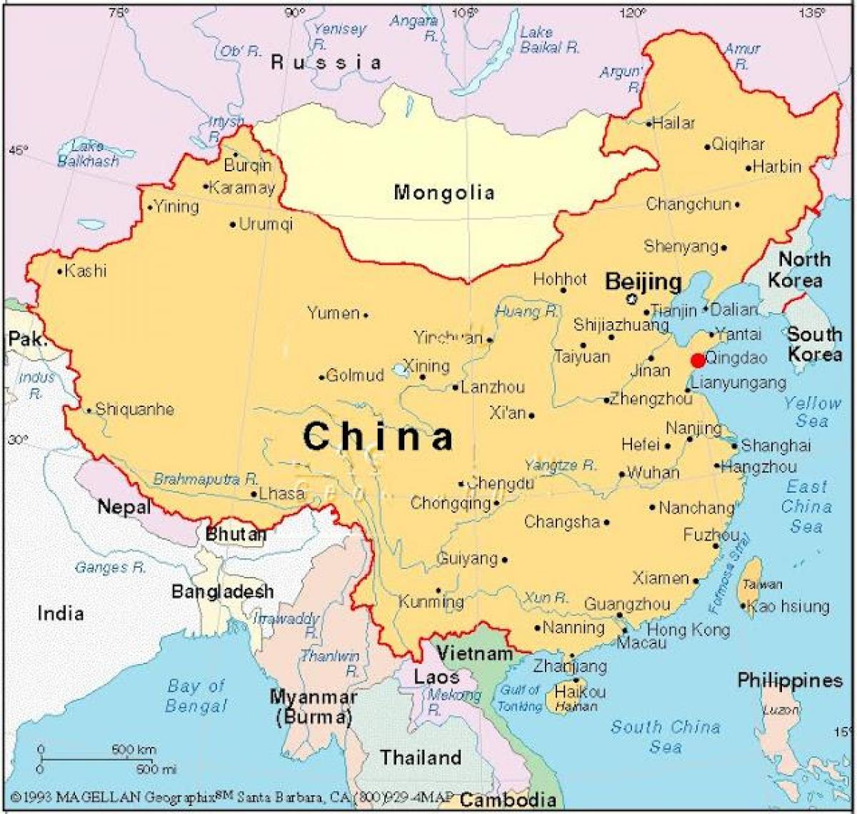 мапа на главниот град на Кина
