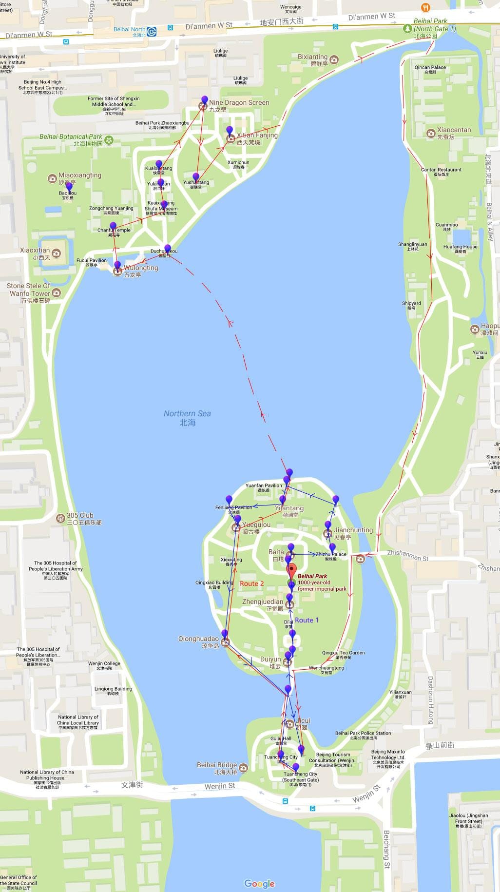 карта на beihai парк