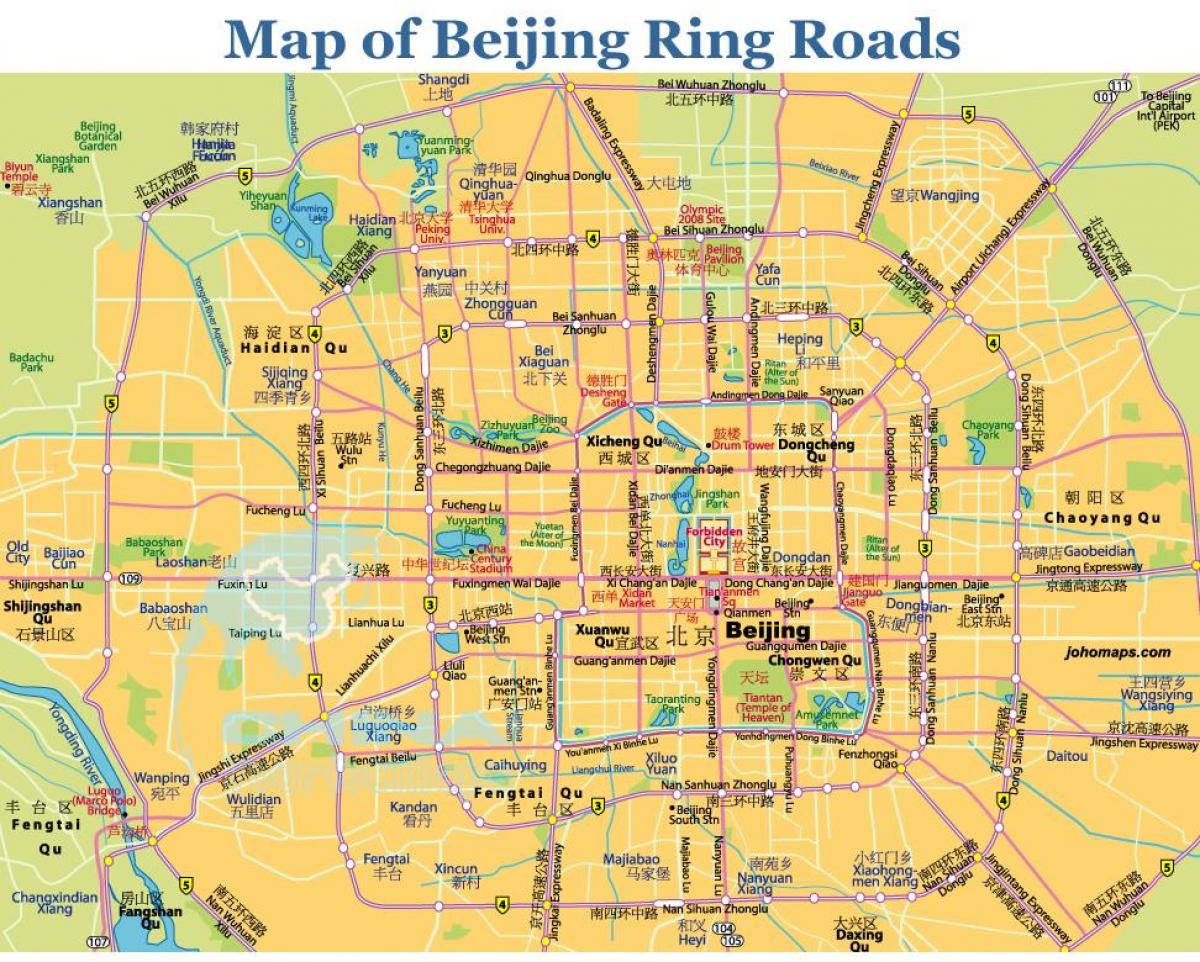 Пекинг обиколницата мапа
